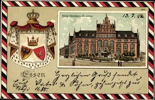 Präge Wappen Litho Essen im Ruhrgebiet, Königliche Eisenbahn Direktion