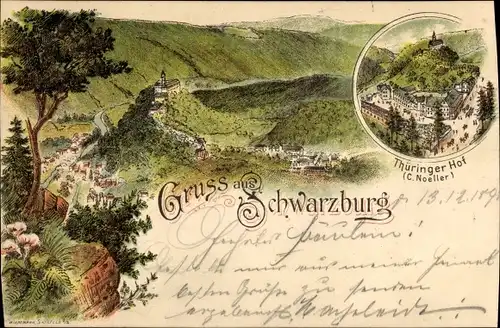 Litho Schwarzburg in Thüringen, Hotel Thüringer Hof, Inh. C. Nöller