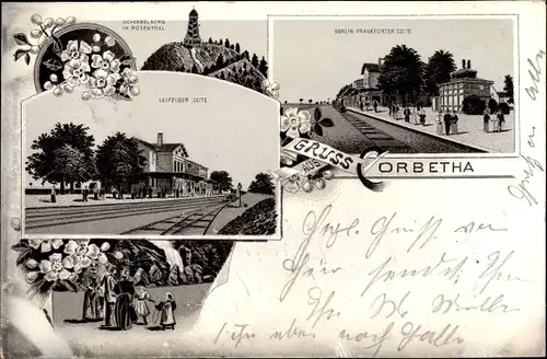 Litho Corbetha Korbetha Schkopau im Saalekreis, Bahnhof, Scherbelberg