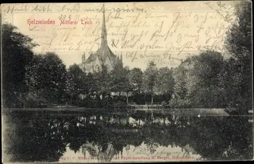Ak Holzminden an der Weser, Mittlerer Teich