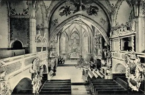 Ak Schleiz in Thüringen, Bergkirche, Innenansicht, Altarseite