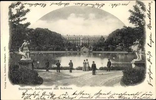 Ak Stuttgart am Neckar, Anlagensee mit Schloss