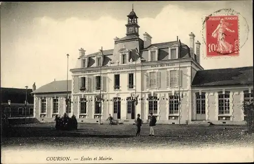 Ak Courson Yonne, École et Mairie