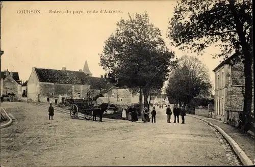 Ak Courson Yonne, Entrée du Pays, Route d´Auxerre