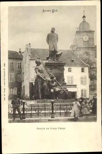 Ak Saint Dié des Vosges, Statue de Jules Ferry