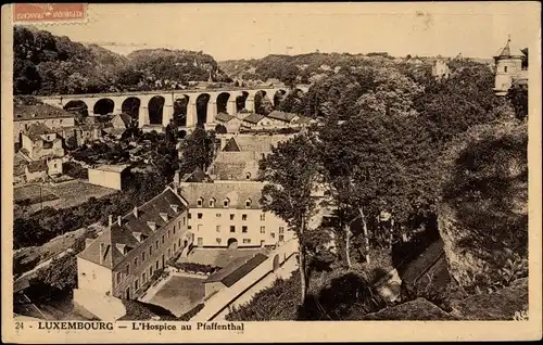 Ak Pfaffenthal Luxemburg, L'Hospice, Brücke