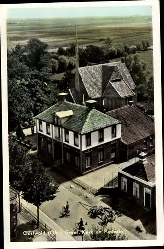 Ak Oostwold Groningen Niederlande, Geref. Kerk en Pastorie