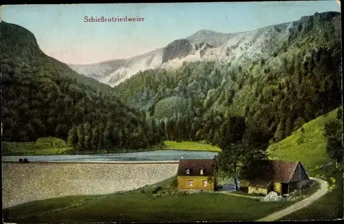 Ak Schießrotriedweiher, Bauernhaus mit Stallung