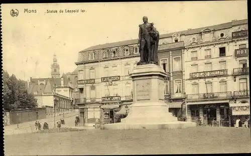 Ak Mons Wallonien Hennegau, Statue de Leopold ler