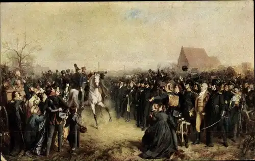 Künstler Ak Scholtz, Julius, Aufruf an mein Volk, Freiwillige von 1813 vor König Friedrich Wilhelm