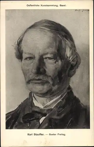 Künstler Ak Stauffer, Karl, Schriftsteller Gustav Freytag, Portrait