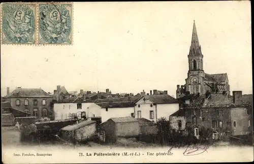 Ak La Poiteviniere Maine et Loire, Vue générale, Kirche