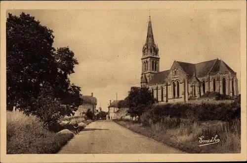 Ak Chemellier Maine et Loire, Route des Alleuds, Kirche