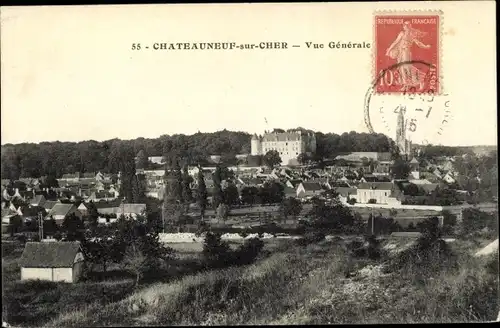 Ak Chateauneuf sur Cher, Vue Générale