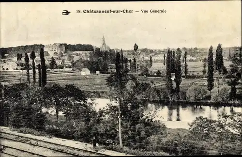 Ak Chateauneuf sur Cher, Vue Générale