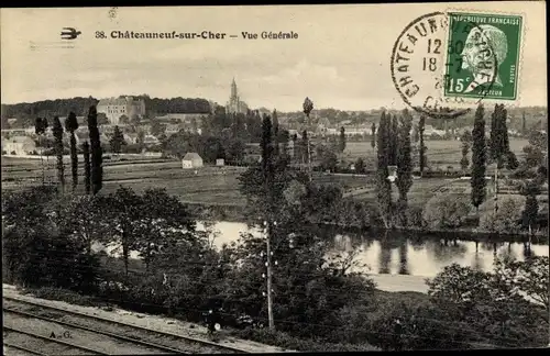 Ak Chateauneuf sur Cher, Vue Générale