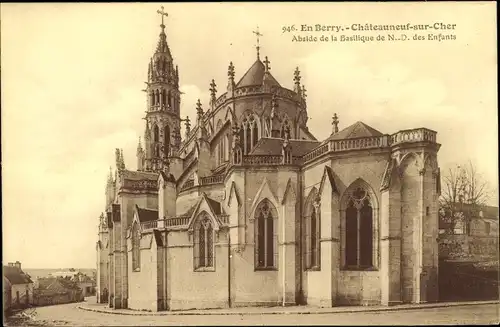 Ak Chateauneuf sur Cher, Basilique Notre Dame des Enfants