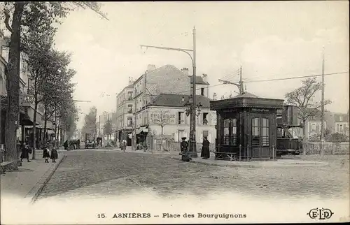 Ak Asnières sur Seine Hauts-de-Seine, Place des Bourguignons