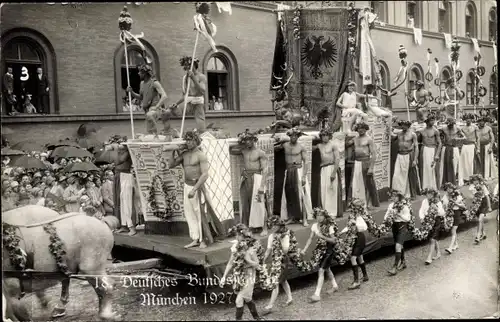 Ak München Bayern, 18. Deutsches Bundesschießen 1927, Festzug
