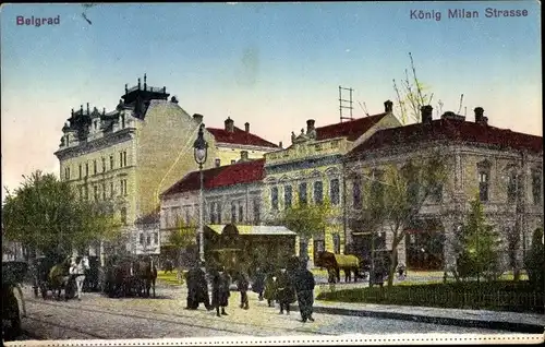 Ak Belgrad Beograd Serbien, König Milan Straße