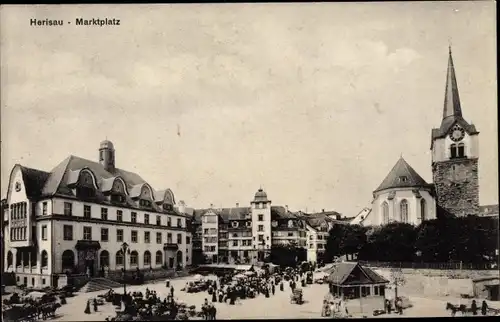 Ak Herisau Kanton Appenzell Ausserrhoden‎, Marktplatz, Kirche