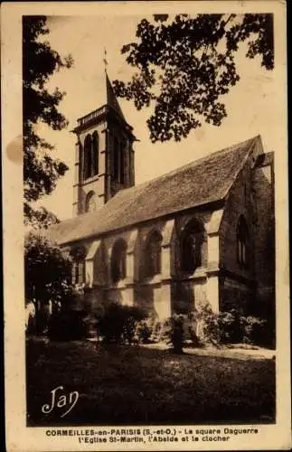 Ak Cormeilles en Parisis Val d'Oise, Église Saint Martin, Square Daguerre