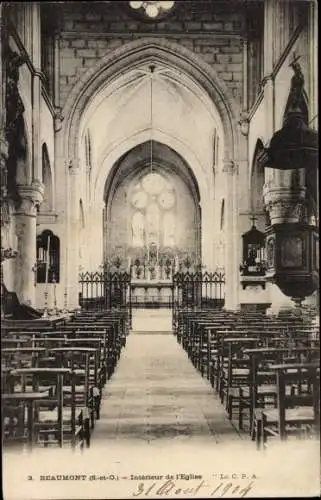 Ak Beaumont sur Oise Val d’Oise, Intérieur de l´Église