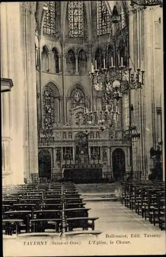 Ak Taverny Val d'Oise, l´Église et le Choeur