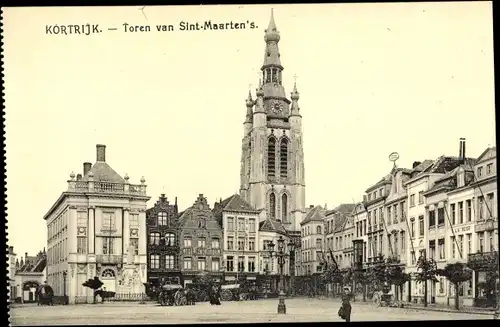 Ak Kortrijk Courtrai Westflandern, Toren van Sint Martens