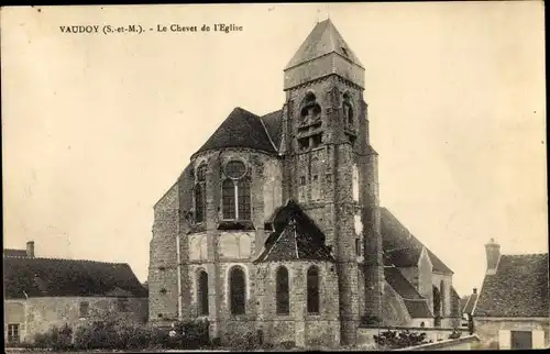 Ak Vaudoy-en-Brie Seine et Marne, Église