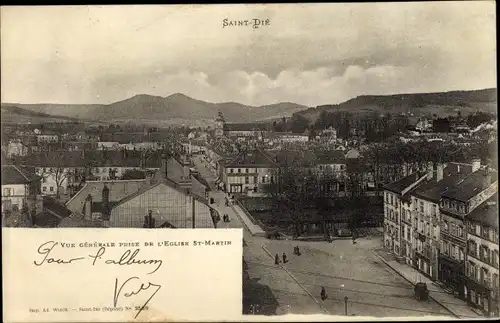 Ak Saint Dié des Vosges, Vue Generale Prise de l'Eglise St Martin