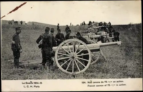 Ak Französische Geschütze, Nos canons de 75 mm en action, I. WK