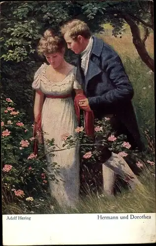 Künstler Ak Hering, Adolf, Hermann und Dorothea, Liebespaar