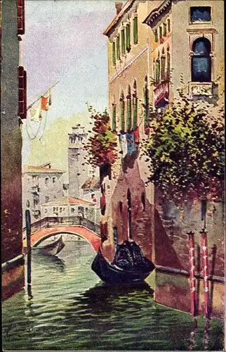 Künstler Ak Venezia Venedig Veneto, Ponte del Mondo Nuovo, Gondel