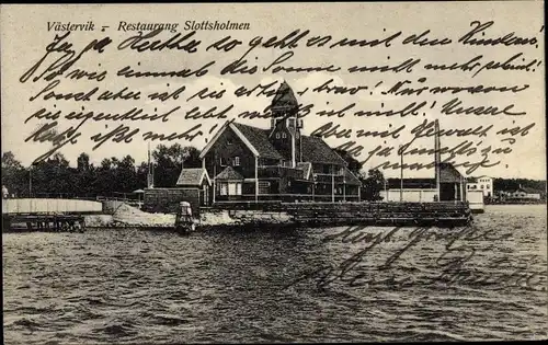 Ak Västervik Westervik Schweden, Restaurang Slottsholmen