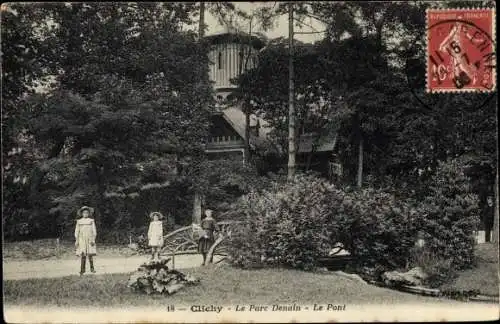 Ak Clichy Hauts de Seine, Le Parc Denain, Le Pont