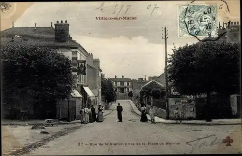 Ak Villiers sur Marne Val de Marne, Rue de la Station