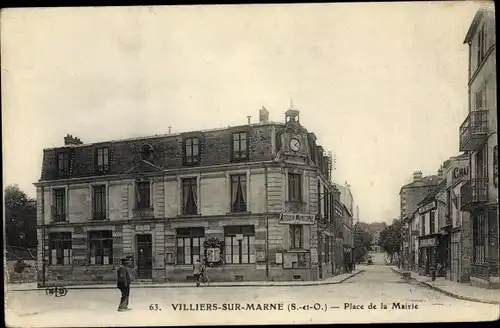 Ak Villiers sur Marne Val de Marne, Place de la Mairie