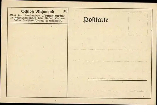 Künstler Ak Stevers, Rudolf, Braunschweig in Niedersachsen, Schloss Richmond