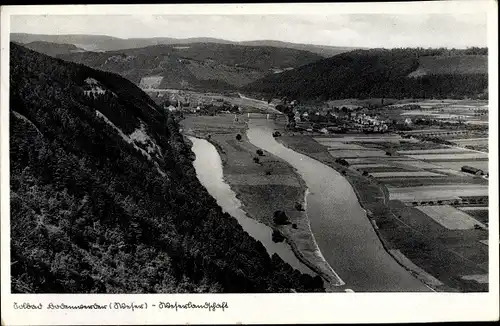 Ak Bodenwerder an der Weser, Landschaftsblick