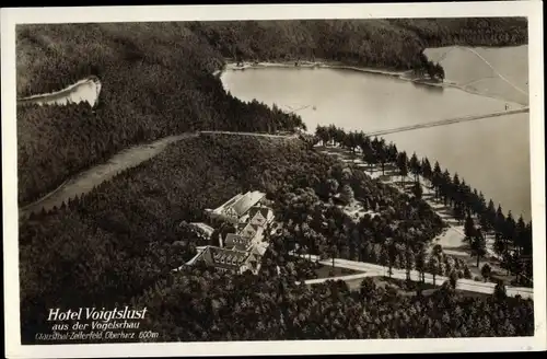 Ak Clausthal Zellerfeld im Oberharz, Hotel Voigtslust, Luftbild