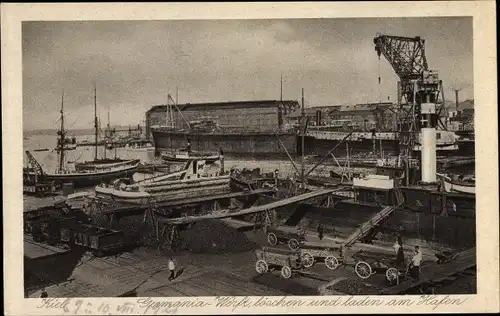 Ak Kiel in Schleswig Holstein, Germania Werft, löschen und laden am Hafen