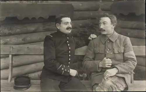 Foto Ak Frankfurt an d. Oder, Kriegsgefangenenlager, Kriegsgefangene in Uniform, Adjutant Barbelanne