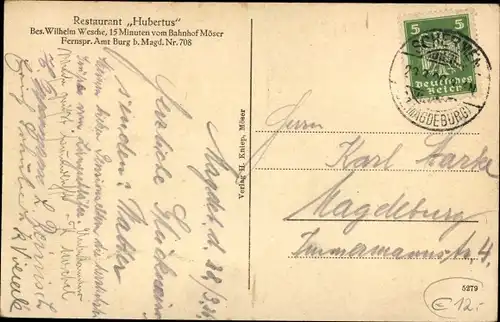 Ak Möser Jerichower Land, Restaurant Hubertus