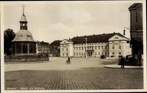 Ak Hansestadt Wismar, Markt mit Rathaus