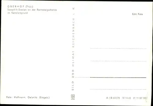 Ak Oberhof im Thüringer Wald, Sesselliftstation, Rennsteigschanze, Kanzlersgrund