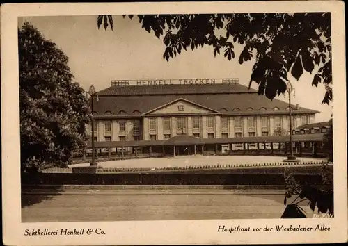 Ak Biebrich am Rhein Wiesbaden, Sektkellerei Henkell und Co, Hauptfront vor der Wiesbadener Allee