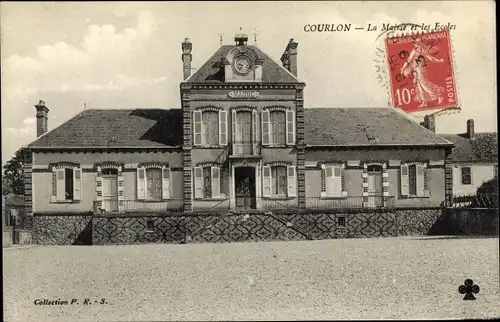 Ak Courlon Yonne, Mairie et les Écoles