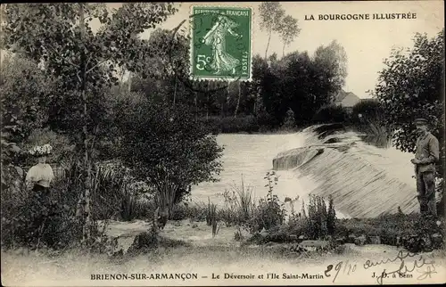 Ak Brienon-sur-Armançon Yonne, Déversoir de l´Île Saint Martin