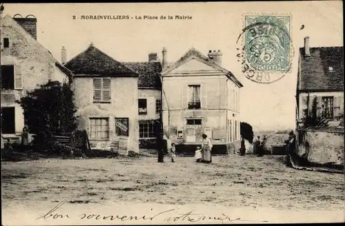 Ak Morainvilliers Yvelines, La Place de la Mairie